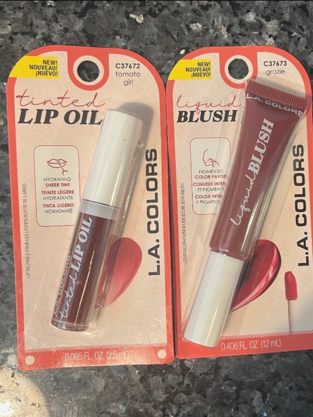 Set of 2 LA Colors Tinted Lip Oil & Liquid Blush New